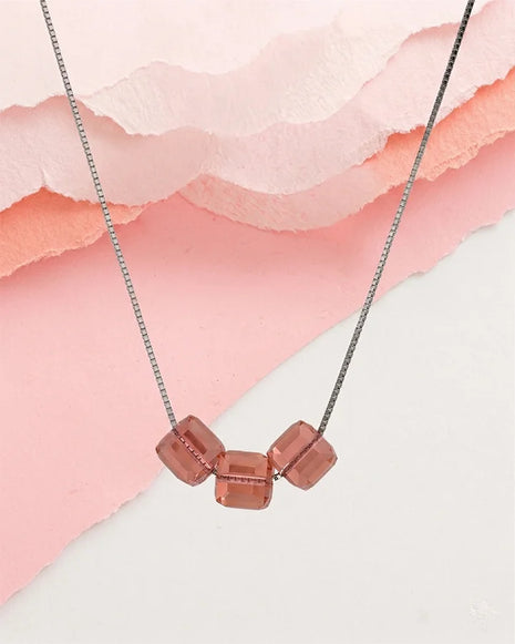 Pink Crysrtal Chain  in 92.5 Silver