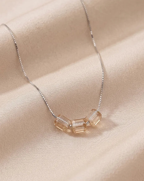 Yellow crystal Chain  in 92.5 Silver