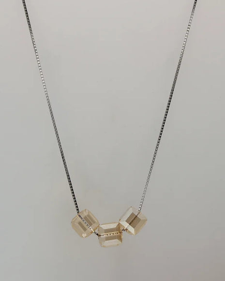 Yellow crystal Chain  in 92.5 Silver