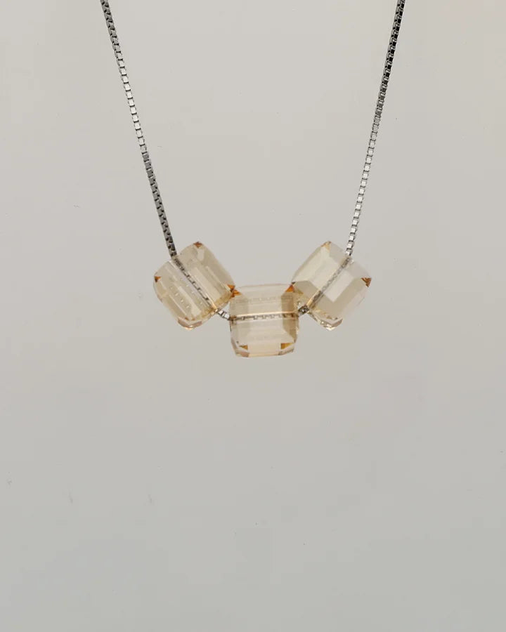 Yellow crystal Chain  in 92.5 Silver