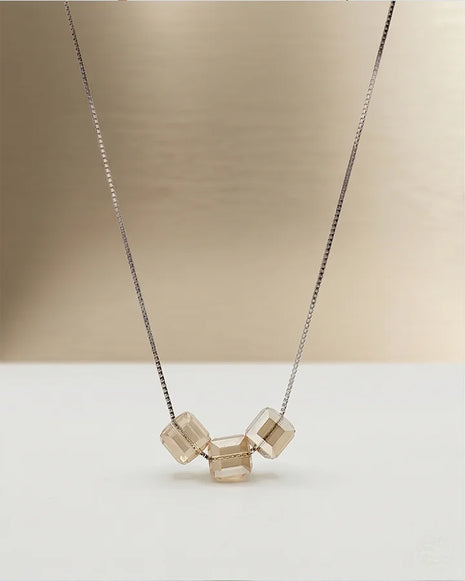 Yellow crystal Chain  in 92.5 Silver