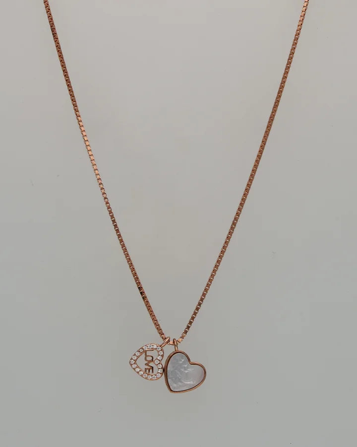 Twin Heart Chain  in 92.5 Silver