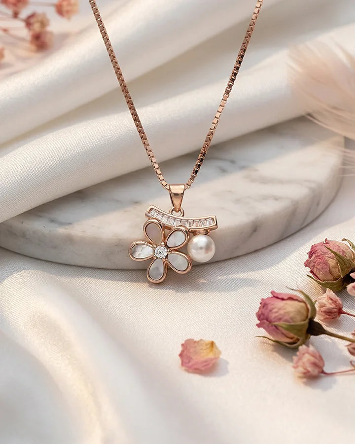 Flora Pearl Chain  in 92.5 Silver