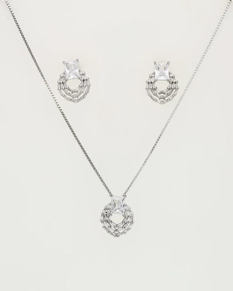 Crystal Charm Duo in 92.5 Silver