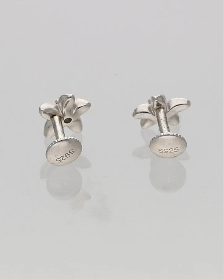 Black Flora Studs in 92.5 Silver