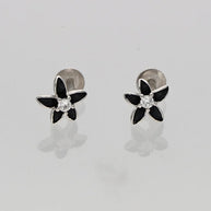 Black Flora Studs in 92.5 Silver