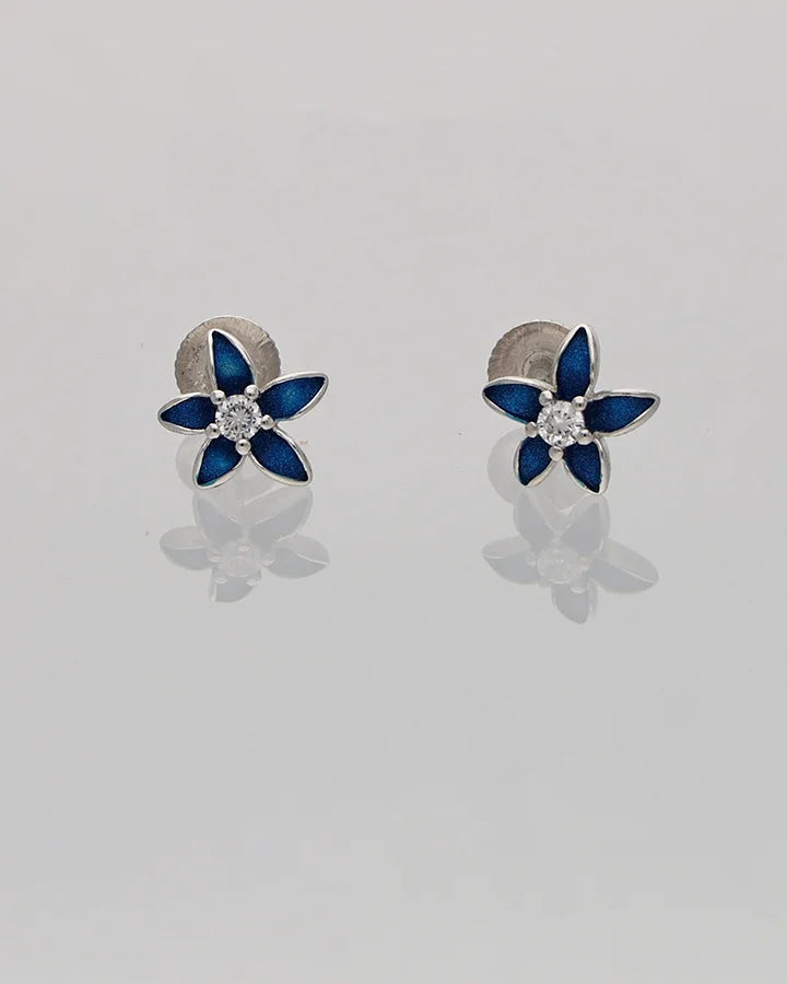 Blue Flora Studs in 92.5 Silver