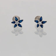 Blue Flora Studs in 92.5 Silver