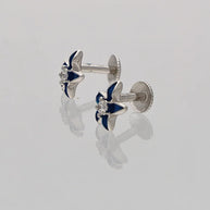 Blue Flora Studs in 92.5 Silver