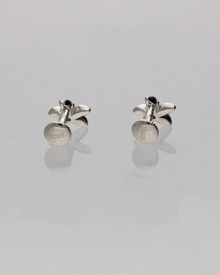 Red Flora Studs in 92.5 Silver