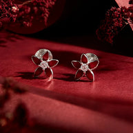 Red Flora Studs in 92.5 Silver