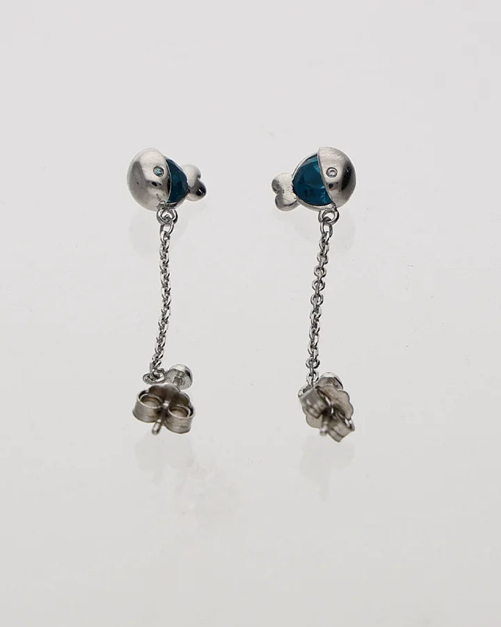 Blue Fish Studs in 92.5 Silver