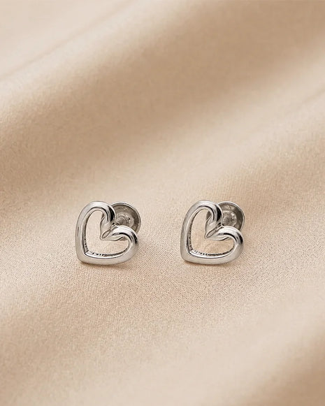 Hallow heart Studs in 92.5 Silver