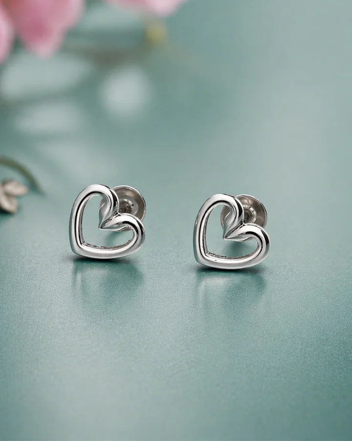 Hallow heart Studs in 92.5 Silver