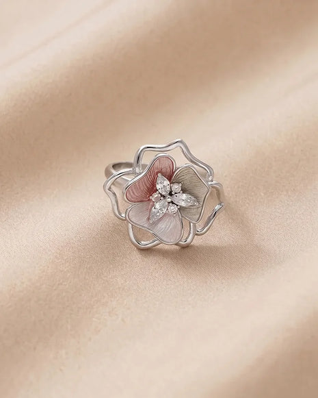 Pink Flora Ring in 92.5 Silver