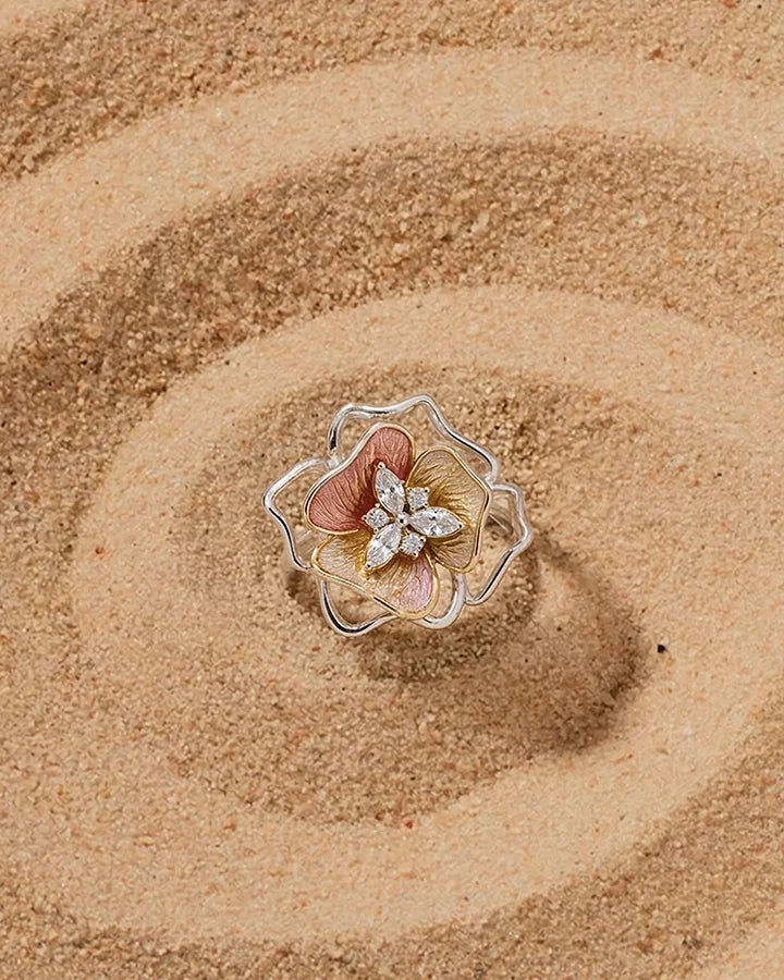 Pink Flora Ring in 92.5 Silver