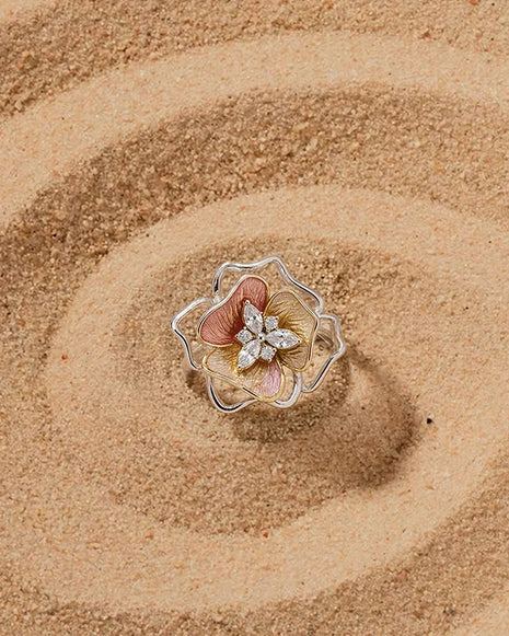 Pink Flora Ring in 92.5 Silver