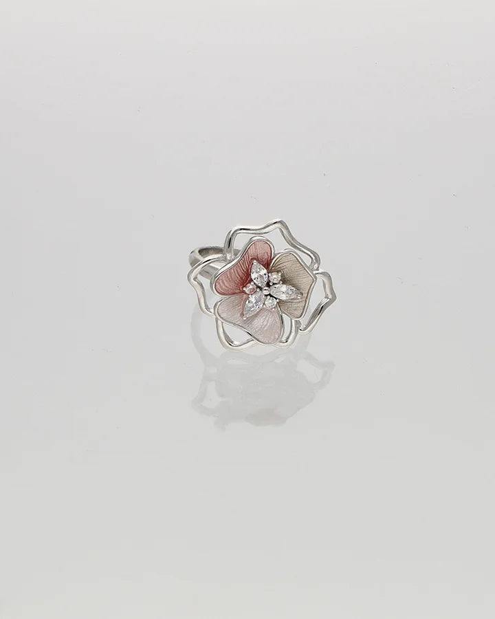 Pink Flora Ring in 92.5 Silver