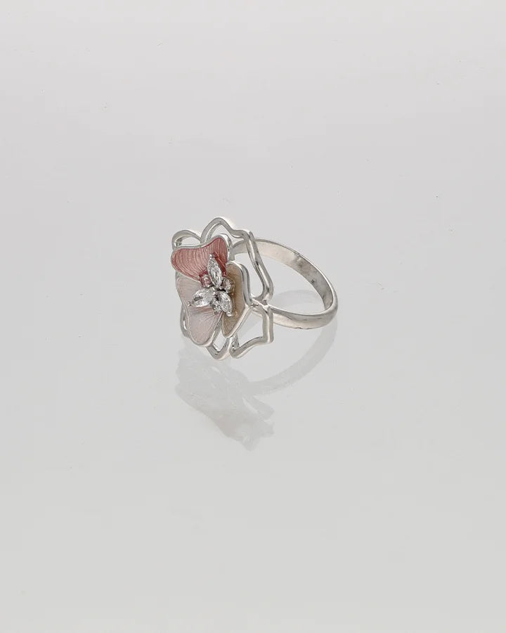 Pink Flora Ring in 92.5 Silver