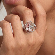 Pink Flora Ring in 92.5 Silver