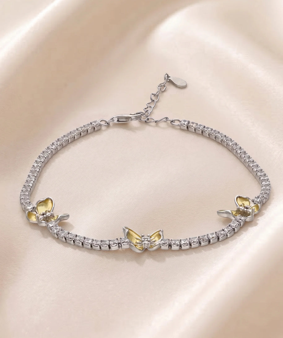 Yellow Butterfly Bracelet  in 92.5 Silver