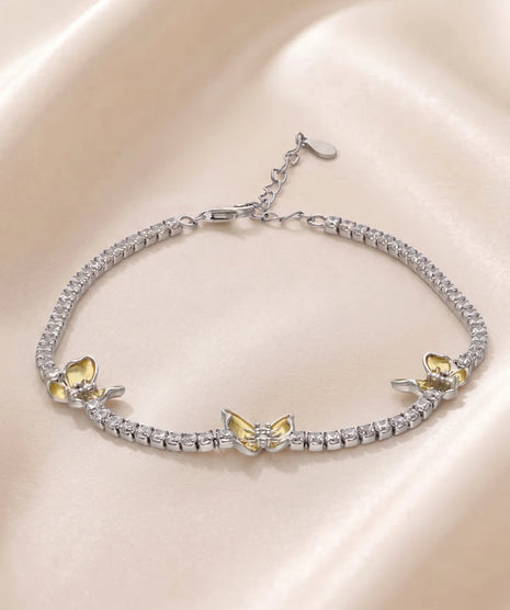 Yellow Butterfly Bracelet  in 92.5 Silver