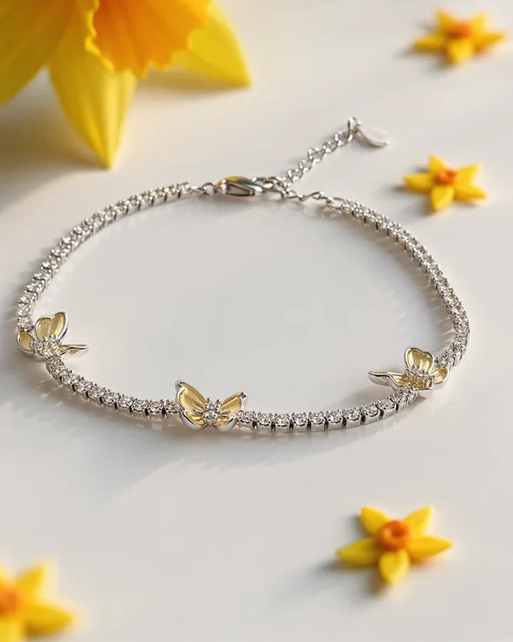 Yellow Butterfly Bracelet  in 92.5 Silver