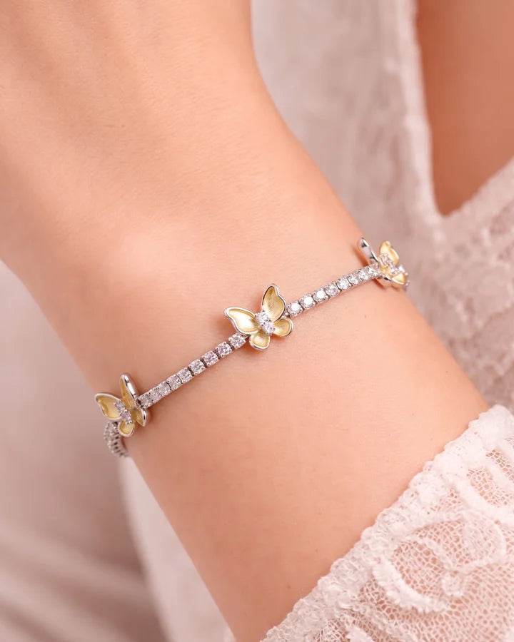 Yellow Butterfly Bracelet  in 92.5 Silver