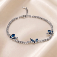 Blue Butterfly Bracelet in 92.5 Silver