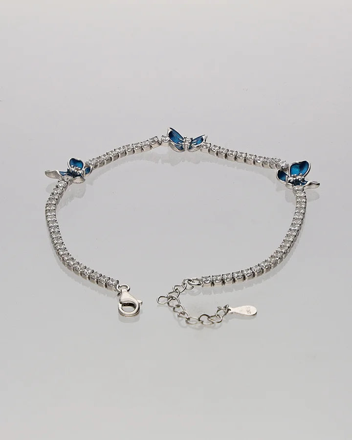 Blue Butterfly Bracelet in 92.5 Silver