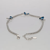 Blue Butterfly Bracelet in 92.5 Silver