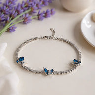 Blue Butterfly Bracelet in 92.5 Silver