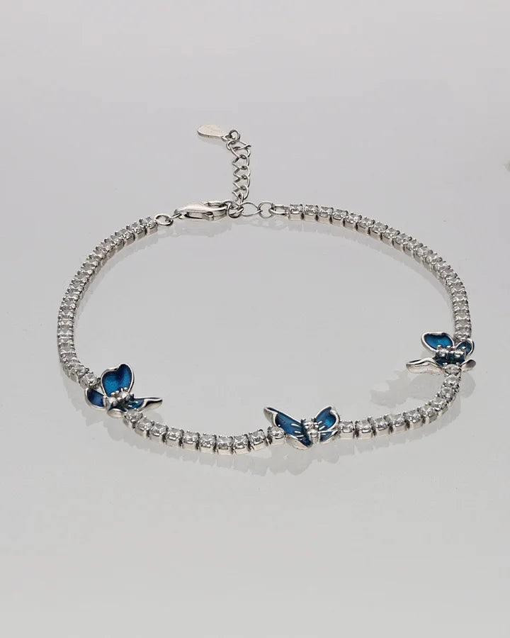 Blue Butterfly Bracelet in 92.5 Silver