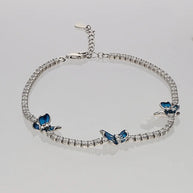 Blue Butterfly Bracelet in 92.5 Silver