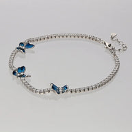 Blue Butterfly Bracelet in 92.5 Silver