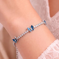 Blue Butterfly Bracelet in 92.5 Silver