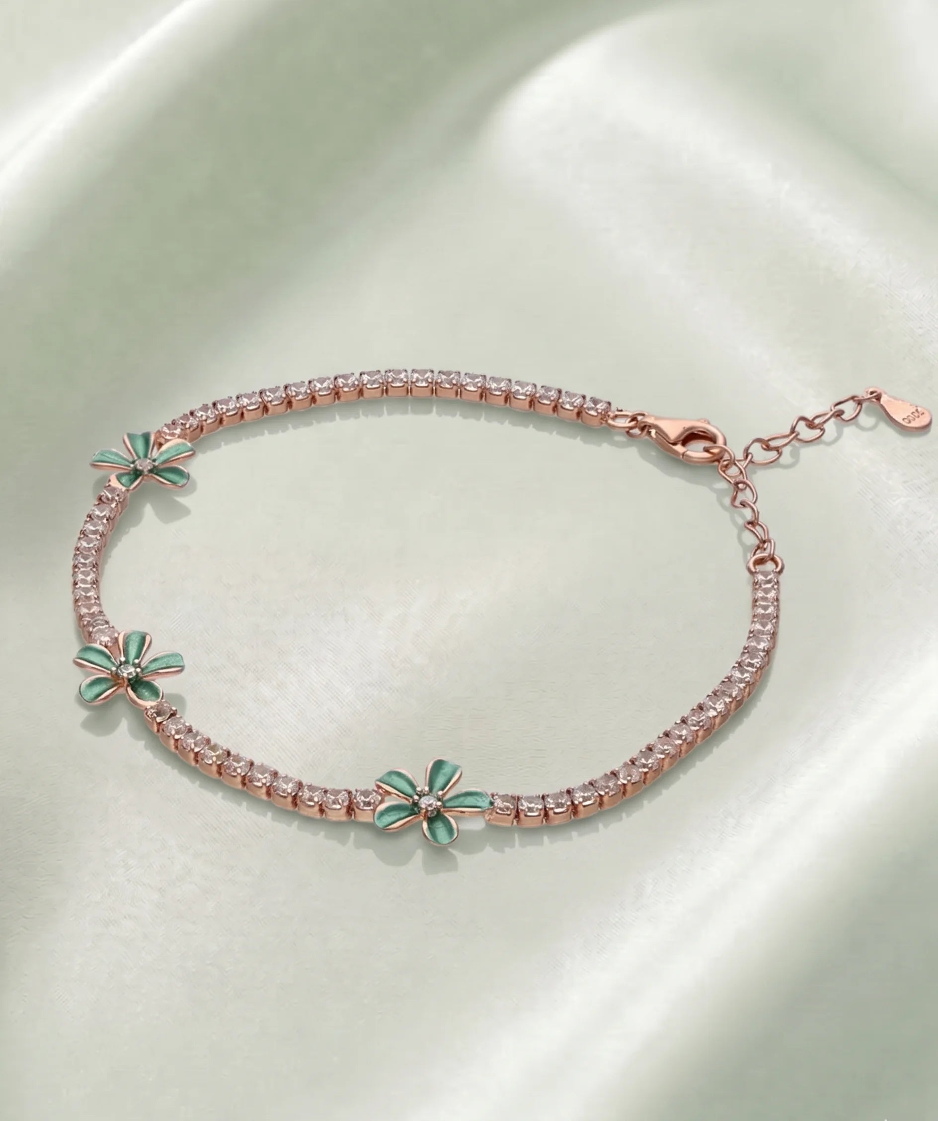 Green Flora Bracelet  in 92.5 Silver