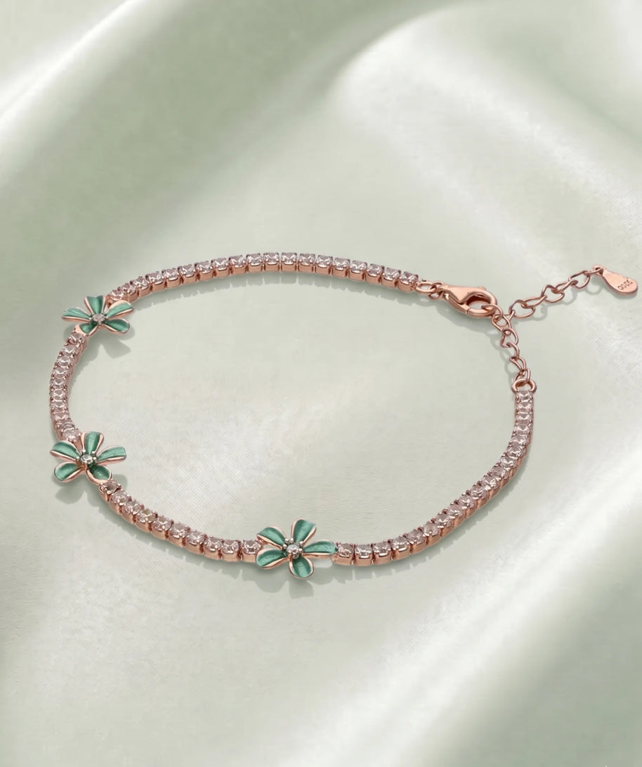Green Flora Bracelet  in 92.5 Silver