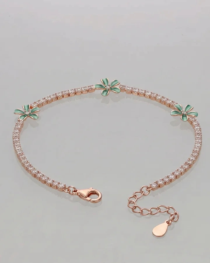 Green Flora Bracelet  in 92.5 Silver