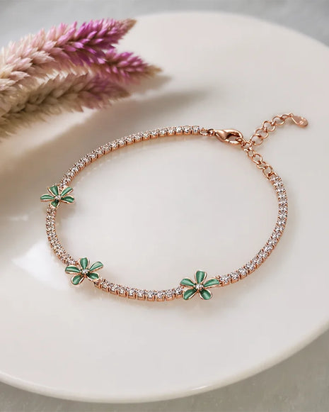 Green Flora Bracelet  in 92.5 Silver
