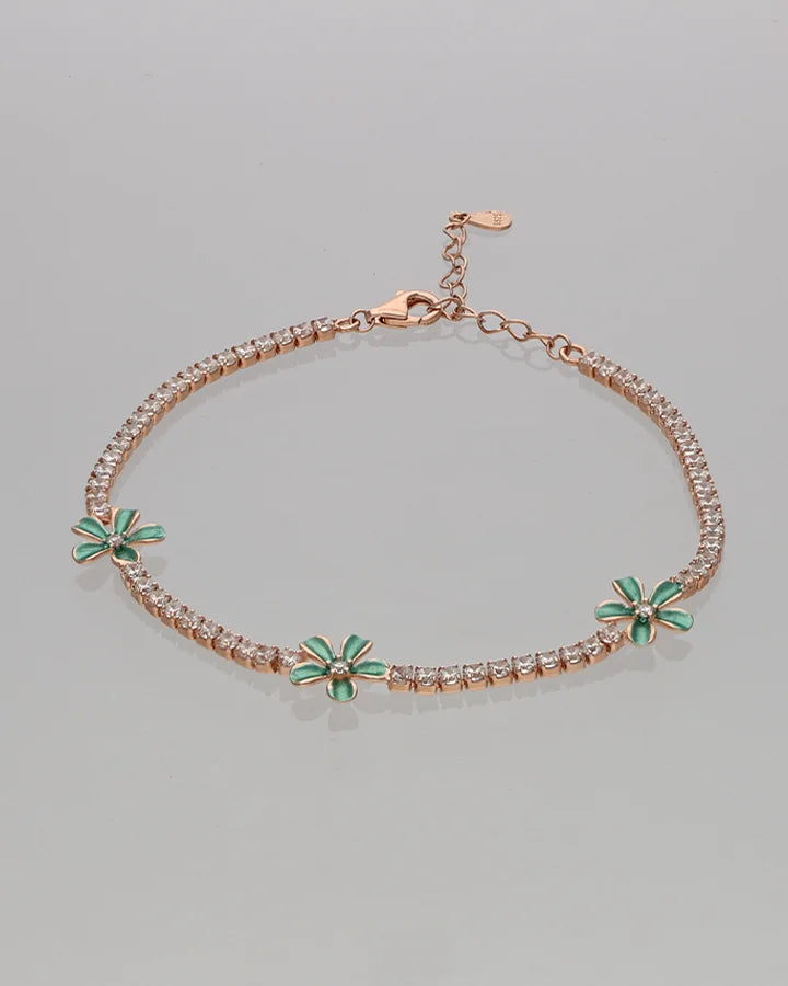 Green Flora Bracelet  in 92.5 Silver