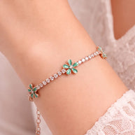 Green Flora Bracelet  in 92.5 Silver