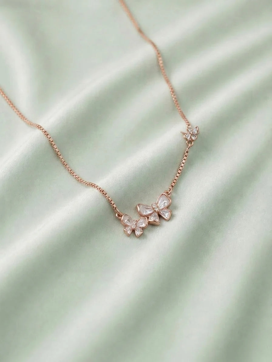 Dual Bow Chain  in 92.5 Silver