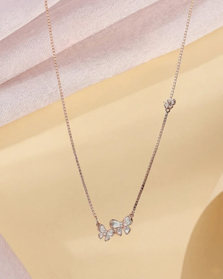 Dual Bow Chain  in 92.5 Silver