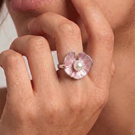 Luna Pearl Ring in 92.5 Silver