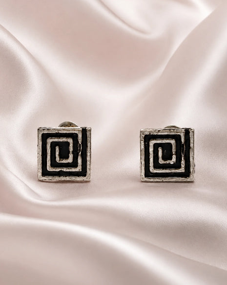 Virasat Square Studs 92.5 Silver