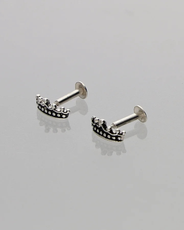 Shehenshah Crown Studs 92.5 Silver