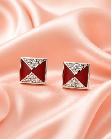 Laal Chauk Studs 92.5 Silver