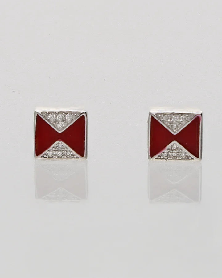Laal Chauk Studs 92.5 Silver