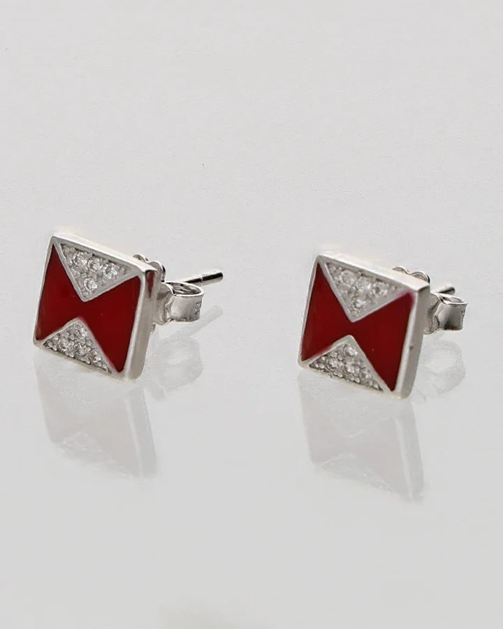 Laal Chauk Studs 92.5 Silver
